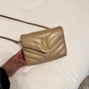 Yves Saint Laurent Tan Quilted Crossbody Bag